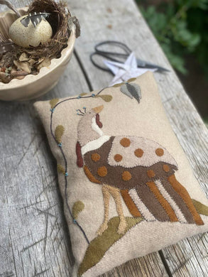 Fraktur Turkey Wool Applique Pillow