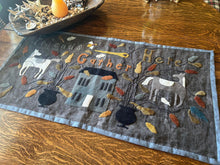 FRIENDS GATHER HERE Wool Applique' Table Runner