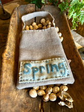 Spring Blue Bird Wool Applique Door Pocket