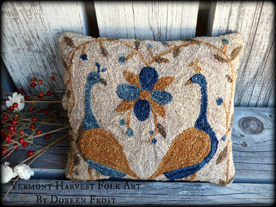 Down Peacock Lane Primitive Punch Needle Embroidery Pattern