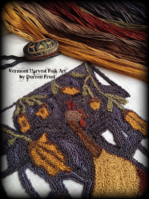 Foraging For Acorns Primitive Punch Needle Embroidery Pattern