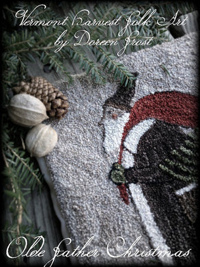 Olde Father Christmas Primitive Punch Needle Embroidery Pattern