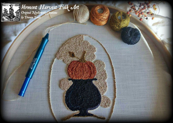 Olde New England Pumpkin Punch Needle Embroidery Pattern