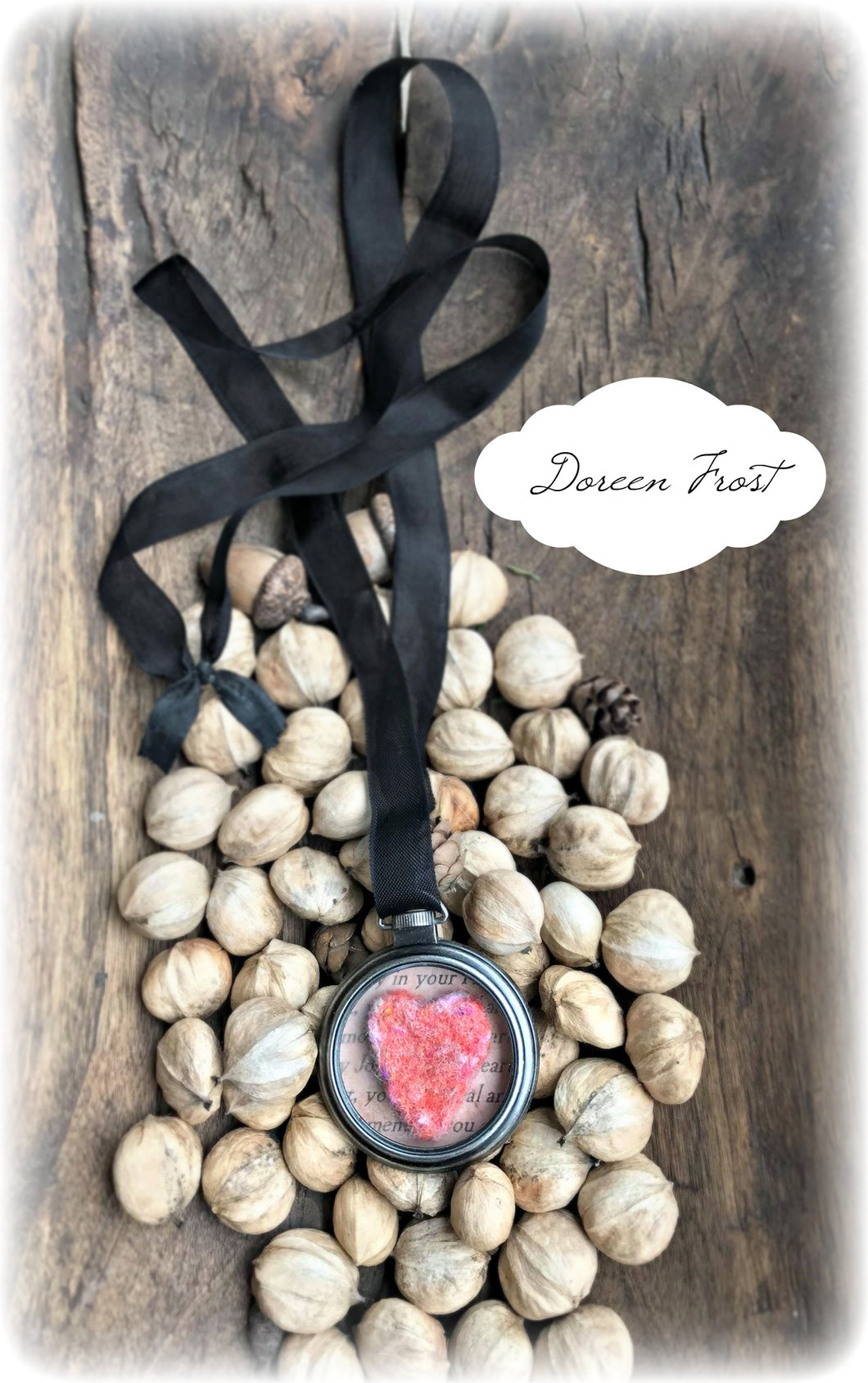 Needle Felted Heart Locket